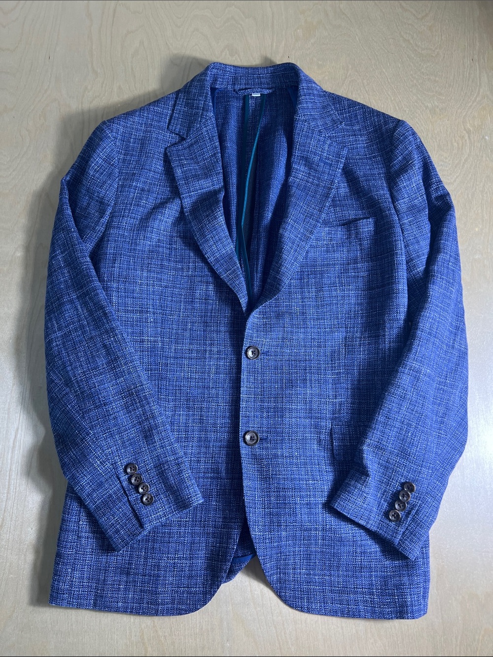 Bonobos Blue Textured athletic fit Coat size 40R